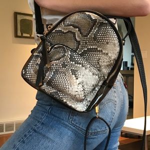faux snakeskin mini backpack
